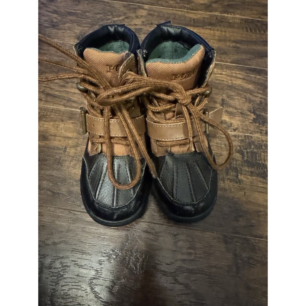 Polo Ralph Lauren Boots Toddler's Colbey Mid II Brown Faux Leather Boy’s Size 9 - Picture 2 of 10